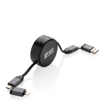 Cable multicarga de aluminio reciclado extensible 100cm con Car Play color gris vista de impresión