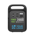 Central eléctrica portátil de carga para dispositivos 21.000 mAh color negro vista de impresión