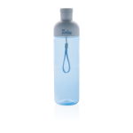 Botella de RPET con tapa desmontable y asa de transporte 600ml color azul vista con logo