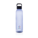 Botella de RPET ideal para el gimnasio con tapón de rosca 650ml color azul marino vista con logo