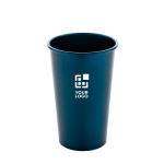Vaso de aluminio reciclado con pared simple para bebidas 450ml color azul marino vista de impresión