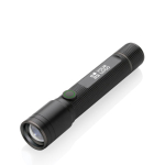 Linterna en aluminio reciclado alcance 100M y 5 modos de luz color negro vista de impresión