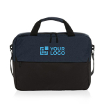 Maletín de RPET para PC con múltiples bolsillos interiores 15,6” color azul vista de impresión