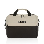 Maletín de RPET para PC con múltiples bolsillos interiores 15,6” color blanco roto vista de impresión