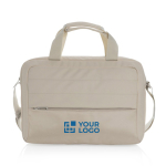 Maletín de RPET con bolsillo y costuras decorativas delante 15,6” color beige vista de impresión