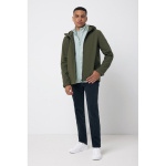 Chaqueta softshell de hombre casual fit 300 g/m2 Iqoniq color caqui vista con modelo