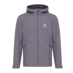 Chaqueta softshell de hombre casual fit 300 g/m2 Iqoniq color gris jaspeado vista con logo