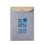 Funda para portátil de fieltro reciclado con solapa de cierre 17” color gris vista de impresión