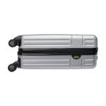 Trolley de cabina de 20” con ruedas giratorias y capacidad 40L color plateado tercera vista frontal