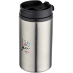 Vaso térmico de acero inoxidable reciclado con tapa giratoria 250ml color plateado mate vista impresión tampografía