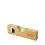 Nivel de burbuja con abrebotellas para propaganda DIY color marrón vista de impresión