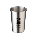 Vaso de acero inoxidable de 350ml grabado con logo Picnic color plateado vista de impresión