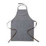 Delantal corporativo de RPET con cuello y tirantes de cuero sintético color gris primera vista