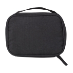 Bolsa de poliéster pequeña con bolsillo delantero y asa de mano color gris topo quinta vista