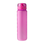 Botella de RPET antigoteo con correa de muñeca y acabado mate 1L color fucsia primera vista
