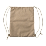 Bolsa de cuerdas de RPET y corcho con bolsillo delantero color caqui tercera vista