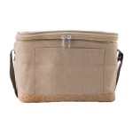 Bolsa térmica de RPET y base de corcho con bolsillo delantero color caqui cuarta vista