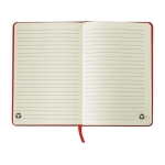 Libreta de cartón reciclado con elástico y cinta A5 hojas a rayas color rojo quinta vista
