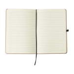 Libreta de piel reciclada con portabolígrafos A5 hojas a rayas color negro tercera vista