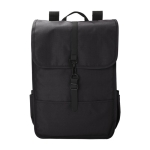 Mochila de RPET con dos bolsillos laterales y correa con hebilla color negro primera vista