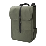 Mochila de RPET con dos bolsillos laterales y correa con hebilla color verde segunda vista