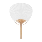 Abanico estilo paipái con mango de bambú personalizable color blanco primera vista