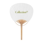 Abanico estilo paipái con mango de bambú personalizable color blanco segunda vista