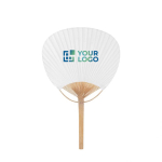 Abanico estilo paipái con mango de bambú personalizable color blanco vista principal