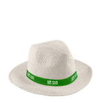 Clásico sombrero de papel de ala ancha con cinta personalizable color verde vista principal