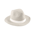 Clásico sombrero de papel de ala ancha con cinta personalizable color natural primera vista