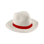 Clásico sombrero de papel de ala ancha con cinta personalizable color natural tercera vista