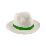 Clásico sombrero de papel de ala ancha con cinta personalizable color natural cuarta vista