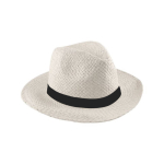 Clásico sombrero de papel de ala ancha con cinta personalizable color natural quinta vista