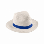 Clásico sombrero de papel de ala ancha con cinta personalizable color natural sexta vista