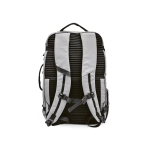 Mochila de RPET con correa para el carrito y bolsillo oculto 22L color gris vista trasera