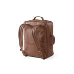 Mochila de piel reciclada elegante con bolsillo ampliable PC 17'' color marrón oscuro segunda vista