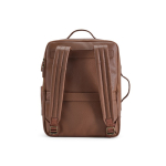 Mochila de piel reciclada elegante con bolsillo ampliable PC 17'' color marrón oscuro vista trasera
