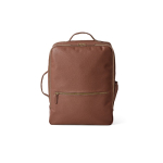 Mochila de piel reciclada elegante con bolsillo ampliable PC 17'' color marrón oscuro vista frontal
