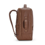Mochila de piel reciclada elegante con bolsillo ampliable PC 17'' color marrón oscuro vista lateral