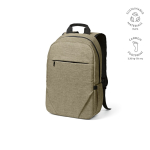 Mochila de 300D RPET para ferias con compartimento frontal 18L 15,6'' color camel