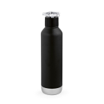 Botella de acero reciclado de doble pared con tapa de rueda 750ml color negro