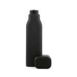 Botella de acero reciclado hermética con estilo industrial 1L color negro segunda vista