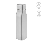 Botella de acero reciclado hermética con estilo industrial 1L color plateado