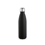 Botella de acero inoxidable reciclado con tapón antigoteo 500ml color negro vista frontal