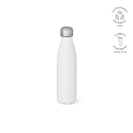 Botella de acero inoxidable reciclado con tapón antigoteo 500ml color blanco
