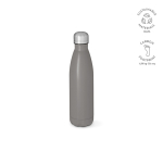 Botella de acero inoxidable reciclado con tapón antigoteo 500ml color gris