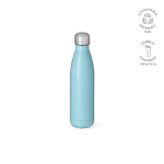 Botella de acero inoxidable reciclado con tapón antigoteo 500ml color azul claro