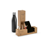 Botella de acero inoxidable reciclado con tapón antigoteo 500ml vista en caja