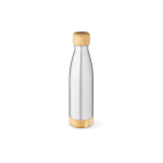 Botella de acero reciclado con doble pared y tapa de bambú 500ml color plateado
