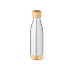 Botella de acero inoxidable reciclado con tapa de bambú 750ml color plateado
